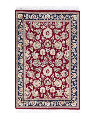 Traditional Mogul Red Wool Area Rug 2' 1" x 3' 5" - Solo Rugs