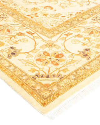 Traditional Mogul Ivory Wool Area Rug 6' 0" x 8' 9" - Solo Rugs