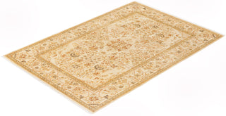 Traditional Mogul Ivory Wool Area Rug 6' 0" x 8' 9" - Solo Rugs