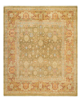 Traditional Mogul Green Wool Square Area Rug 8' 4" x 8' 4" - Solo Rugs
