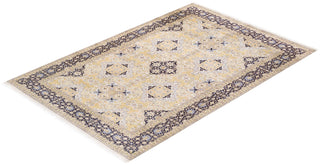 Traditional Mogul Ivory Wool Area Rug 6' 2" x 9' 2" - Solo Rugs