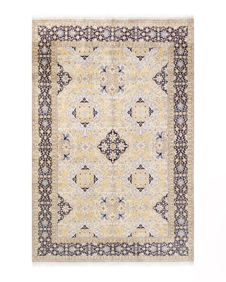 Traditional Mogul Ivory Wool Area Rug 6' 2" x 9' 2" - Solo Rugs