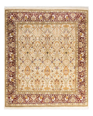 Traditional Mogul Ivory Wool Square Area Rug 6' 2" x 6' 6" - Solo Rugs
