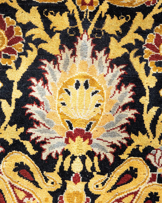 Traditional Mogul Black Wool Square Area Rug 5' 8" x 6' 1" - Solo Rugs