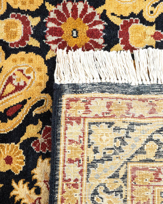 Traditional Mogul Black Wool Square Area Rug 5' 8" x 6' 1" - Solo Rugs