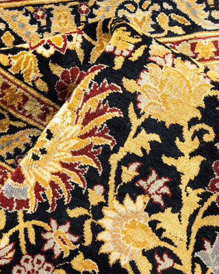Traditional Mogul Black Wool Square Area Rug 5' 8" x 6' 1" - Solo Rugs
