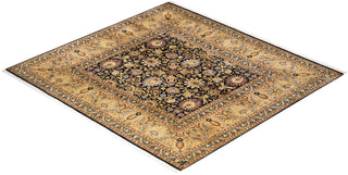 Traditional Mogul Black Wool Square Area Rug 5' 8" x 6' 1" - Solo Rugs