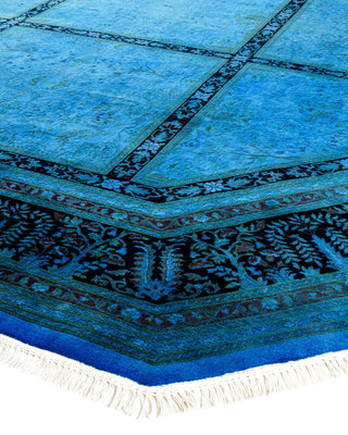 Contemporary Fine Vibrance Blue Wool Square Area Rug 10' 1" x 10' 1" - Solo Rugs