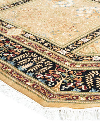 Traditional Mogul Yellow Wool Square Area Rug 8' 1" x 8' 1" - Solo Rugs