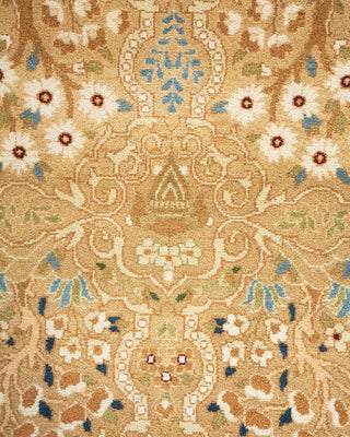 Traditional Mogul Yellow Wool Square Area Rug 8' 1" x 8' 1" - Solo Rugs