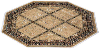 Traditional Mogul Yellow Wool Square Area Rug 8' 1" x 8' 1" - Solo Rugs
