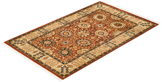 Traditional Mogul Orange Wool Area Rug 3' 0" x 5' 0" - Solo Rugs