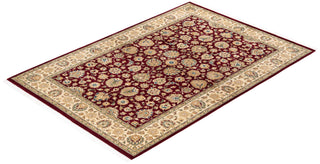 Traditional Mogul Red Wool Area Rug 4' 1" x 6' 1" - Solo Rugs