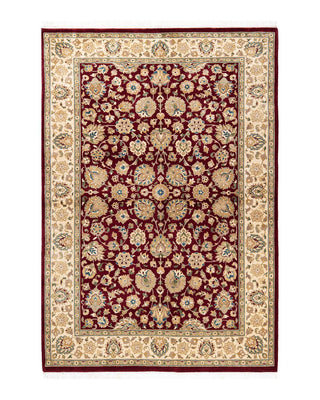 Traditional Mogul Red Wool Area Rug 4' 1" x 6' 1" - Solo Rugs