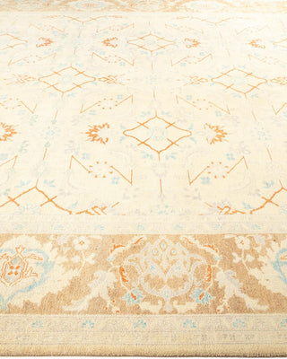 Contemporary Eclectic Ivory Wool Area Rug 9' 1" x 11' 9" - Solo Rugs