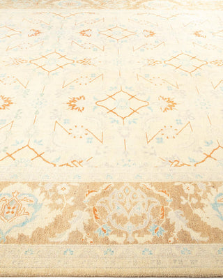 Contemporary Eclectic Ivory Wool Area Rug 9' 1" x 11' 9" - Solo Rugs