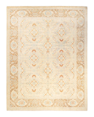 Contemporary Eclectic Ivory Wool Area Rug 9' 1" x 11' 9" - Solo Rugs