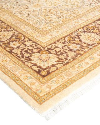 Traditional Mogul Ivory Wool Area Rug 6' 1" x 9' 1" - Solo Rugs