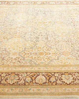 Traditional Mogul Ivory Wool Area Rug 6' 1" x 9' 1" - Solo Rugs