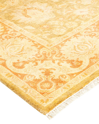 Traditional Mogul Green Wool Square Area Rug 4' 7" x 6' 6" - Solo Rugs