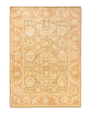 Traditional Mogul Green Wool Square Area Rug 4' 7" x 6' 6" - Solo Rugs