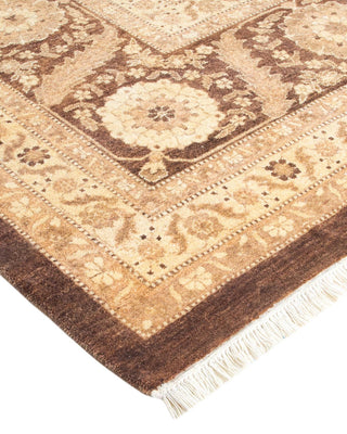 Traditional Mogul Brown Wool Area Rug 10' 0" x 14' 0" - Solo Rugs