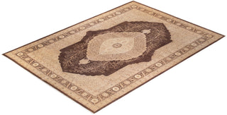 Traditional Mogul Brown Wool Area Rug 10' 0" x 14' 0" - Solo Rugs