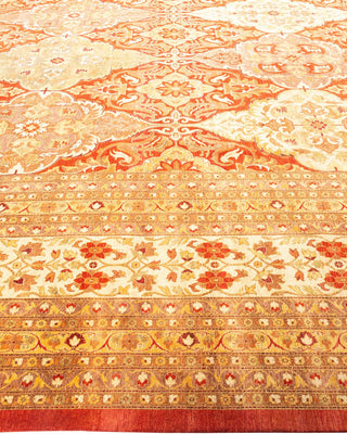 Traditional Mogul Orange Wool Area Rug 12' 1" x 14' 7" - Solo Rugs