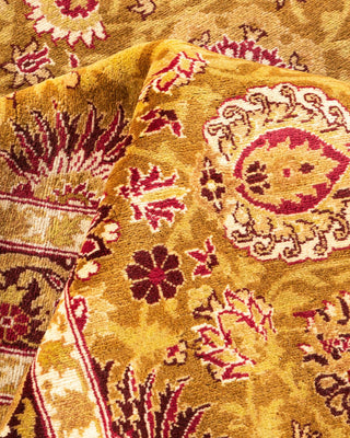 Traditional Mogul Yellow Wool Area Rug 8' 1" x 10' 5" - Solo Rugs