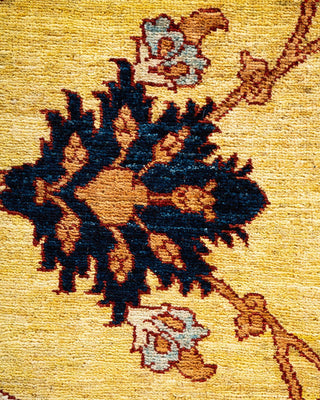 Contemporary Eclectic Yellow Wool Area Rug 9' 1" x 11' 5" - Solo Rugs