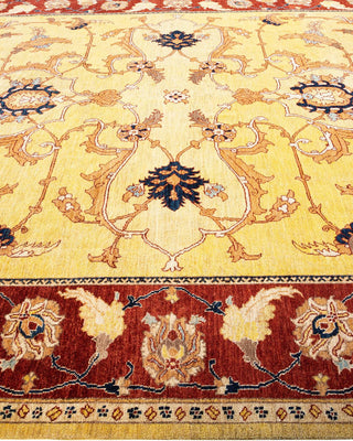 Contemporary Eclectic Yellow Wool Area Rug 9' 1" x 11' 5" - Solo Rugs