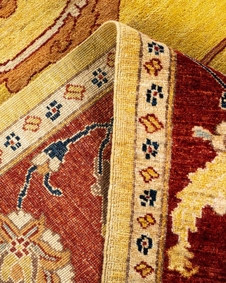 Contemporary Eclectic Yellow Wool Area Rug 9' 1" x 11' 5" - Solo Rugs