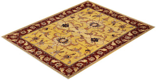 Contemporary Eclectic Yellow Wool Area Rug 9' 1" x 11' 5" - Solo Rugs