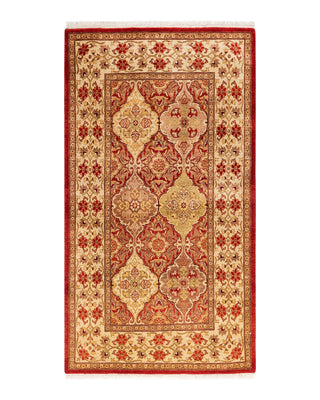 Traditional Mogul Orange Wool Area Rug 3' 1" x 5' 7" - Solo Rugs