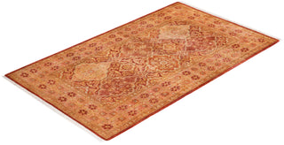 Traditional Mogul Orange Wool Area Rug 3' 2" x 5' 4" - Solo Rugs