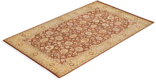 Traditional Mogul Orange Wool Area Rug 5' 1" x 8' 4" - Solo Rugs