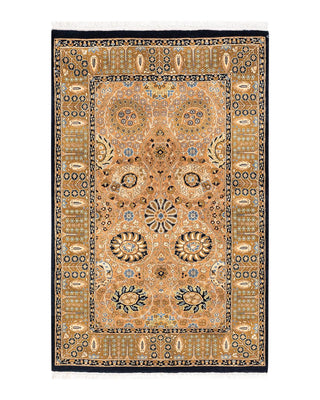 Traditional Mogul Brown Wool Area Rug 3' 1" x 4' 10" - Solo Rugs
