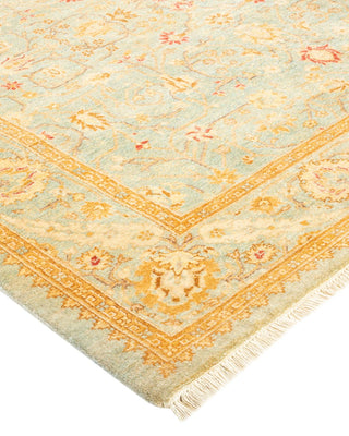 Traditional Mogul Light Blue Wool Square Area Rug 4' 2" x 4' 4" - Solo Rugs