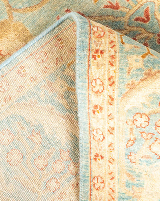 Traditional Mogul Light Blue Wool Area Rug 4' 4" x 6' 1" - Solo Rugs