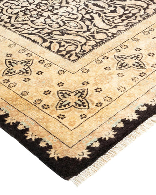 Traditional Mogul Black Wool Area Rug 4' 2" x 6' 7" - Solo Rugs