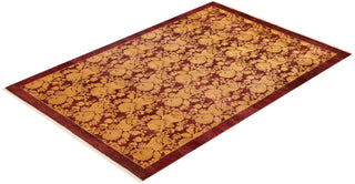 Traditional Mogul Red Wool Area Rug 4' 2" x 6' 0" - Solo Rugs