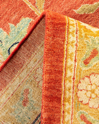 Traditional Mogul Orange Wool Area Rug 10' 2" x 14' 4" - Solo Rugs