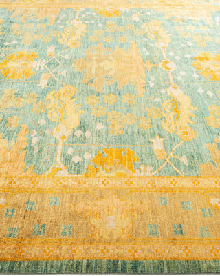 Contemporary Arts & Crafts Green Wool Area Rug 8' 1" x 9' 8" - Solo Rugs