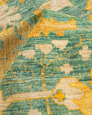 Contemporary Arts & Crafts Green Wool Area Rug 8' 1" x 9' 8" - Solo Rugs