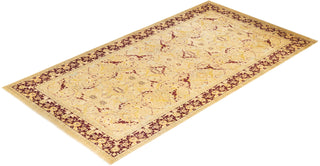Traditional Mogul Yellow Wool Area Rug 8' 1" x 15' 1" - Solo Rugs