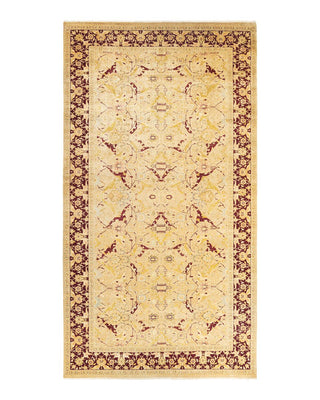 Traditional Mogul Yellow Wool Area Rug 8' 1" x 15' 1" - Solo Rugs