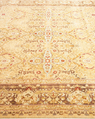 Traditional Mogul Yellow Wool Square Area Rug 6' 1" x 6' 3" - Solo Rugs
