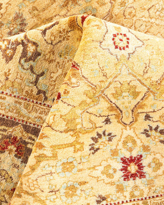 Traditional Mogul Yellow Wool Square Area Rug 6' 1" x 6' 3" - Solo Rugs