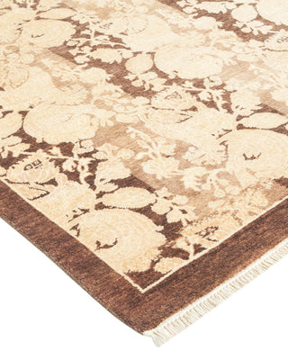 Traditional Mogul Brown Wool Square Area Rug 5' 1" x 5' 3" - Solo Rugs
