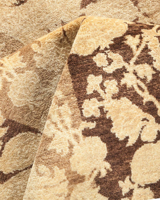 Traditional Mogul Brown Wool Square Area Rug 5' 1" x 5' 3" - Solo Rugs